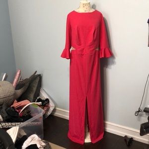Pink Mesh Waist Maxi Dress